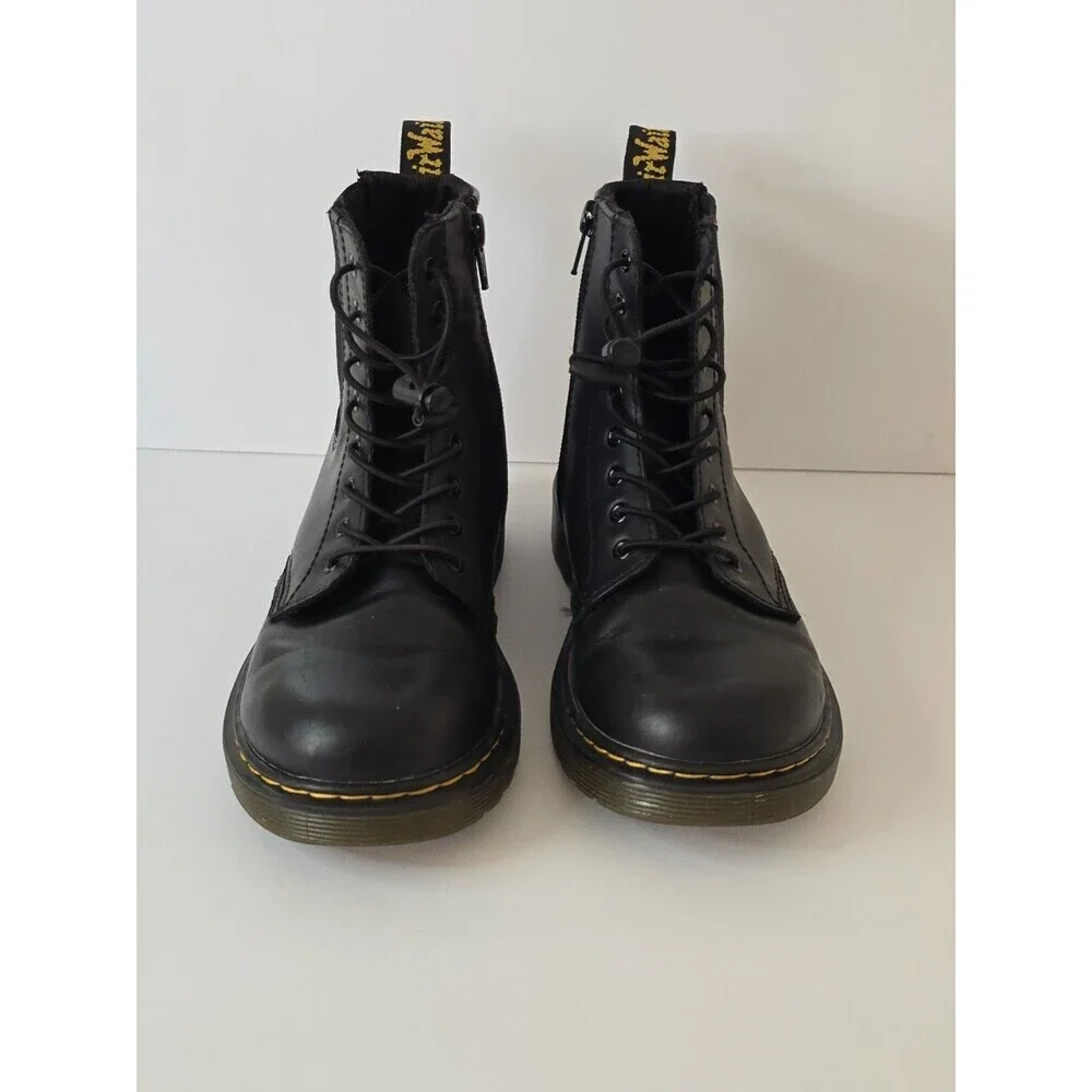 Dr Martens 1460 Harper J Boots Youth 4 Black Leather Combat Zip